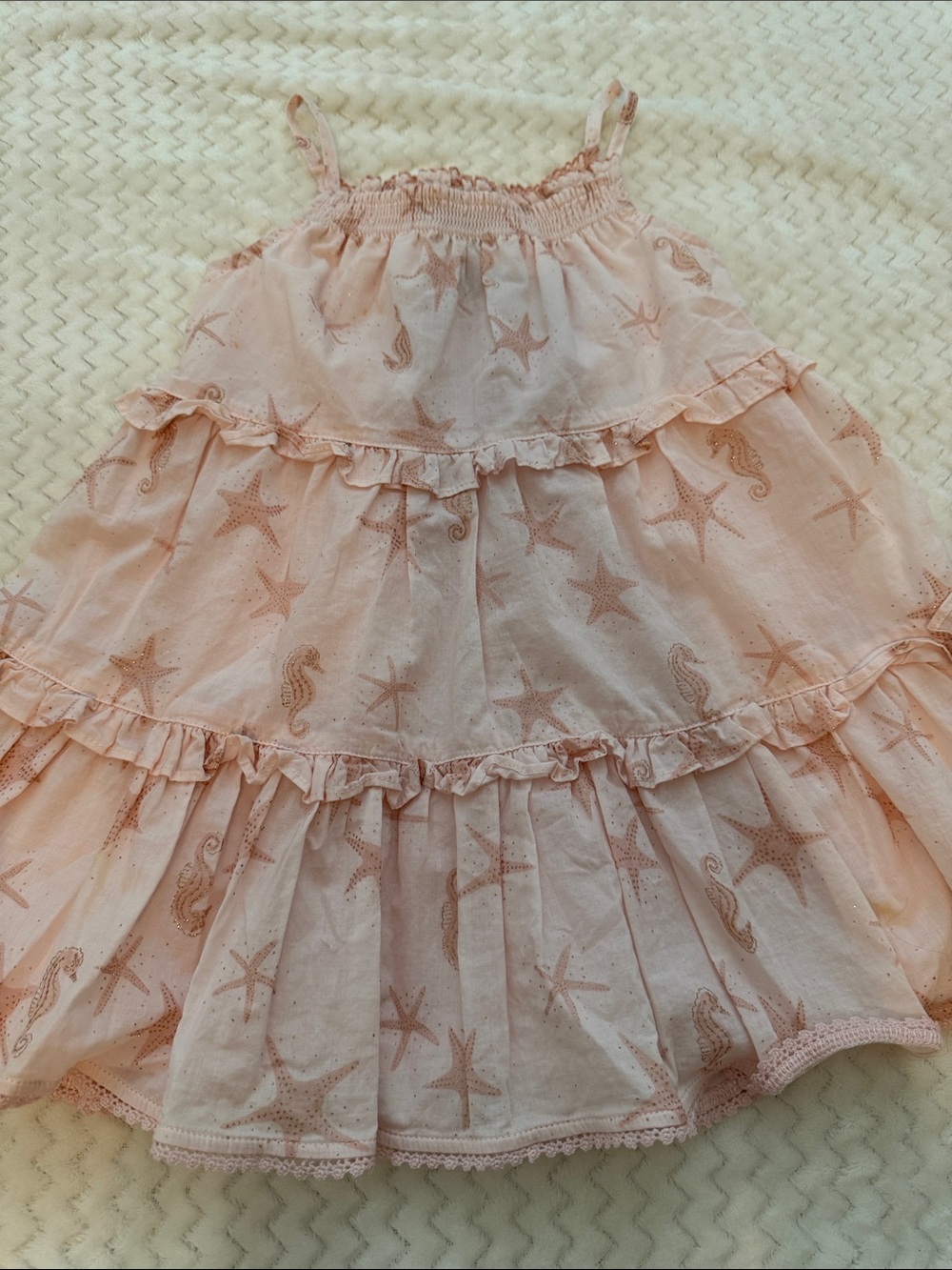 Cynthia Rowley Light Pink Starfish & Seahorse Tiered Dress
